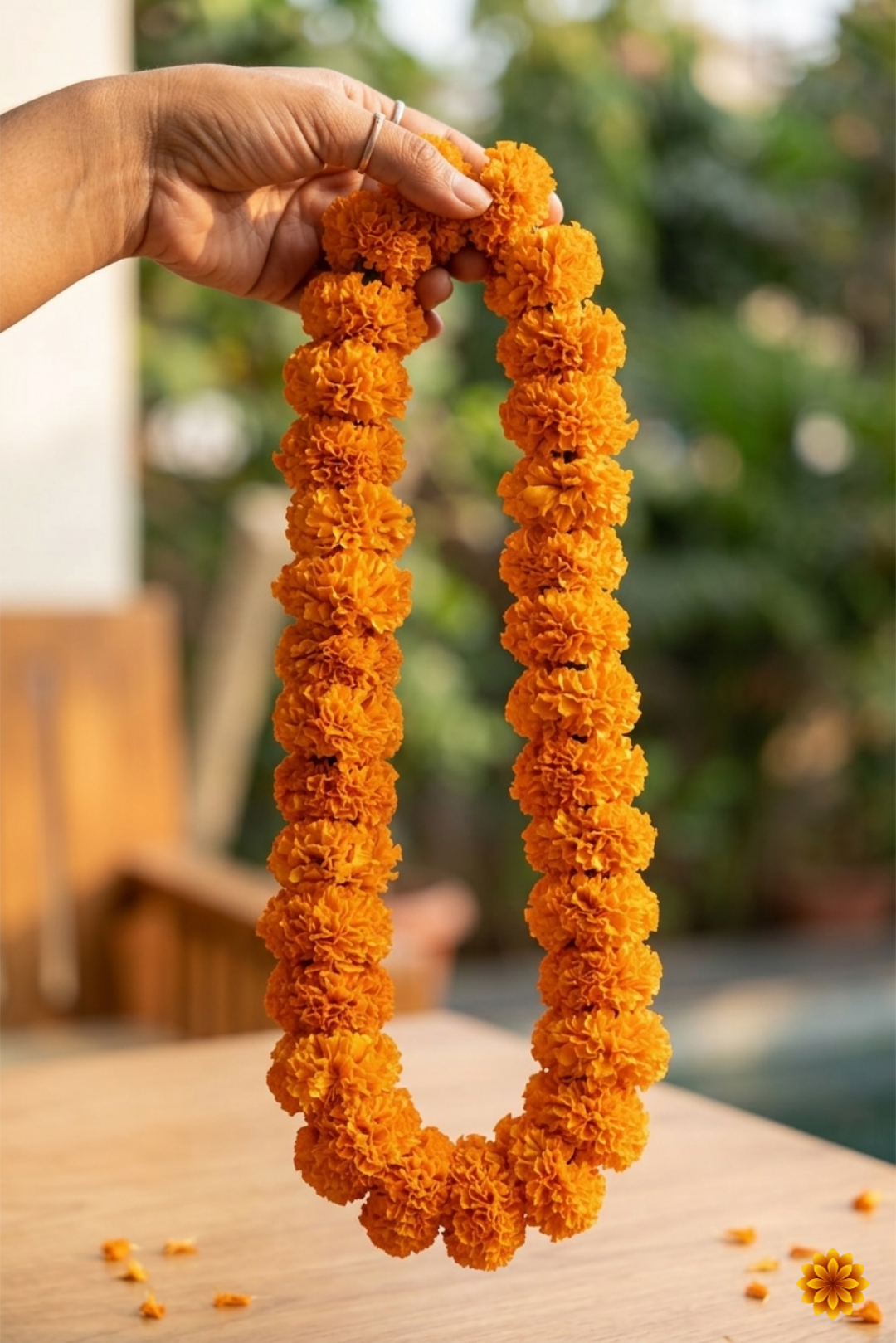 Fresh Genda Mala For Pooja